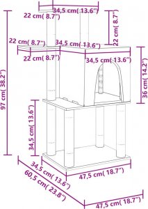 vidaXL Drapak dla kota, z sizalowymi słupkami, kremowy, 97 cm 6