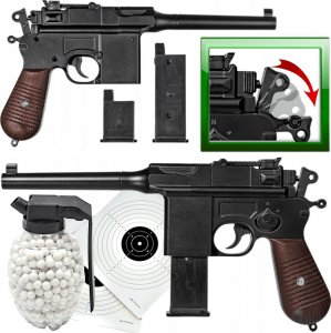 tomdorix Pistolet Metalowy Na Kulki C96 MAUSER 100% METAL + Granat+ Tarcze 1