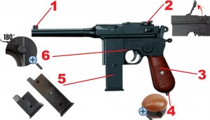 tomdorix Pistolet Metalowy Na Kulki C96 MAUSER 100% METAL + Granat+ Tarcze 5