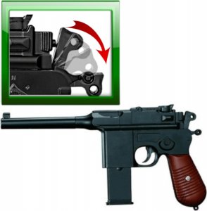 tomdorix Pistolet Metalowy Na Kulki C96 MAUSER 100% METAL + Granat+ Tarcze 9