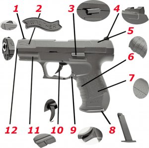 tomdorix PISTOLET WALTHER P99 replika Air Soft Gun FULL METAL sprężynowy kulki 6mm 2