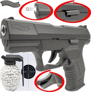 tomdorix Pistolet WALTHER P99 Replika Air Soft Gun FULL METAL + GRANAT 800szt. Kulek 1