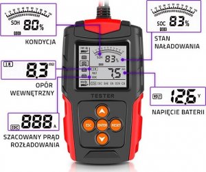 Qoltec Cyfrowy tester akumulatora z wyświetlaczem LCD | 12V | 24V | 3Ah-200Ah 5