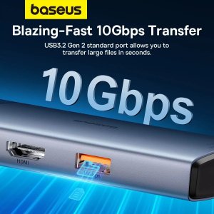 HUB USB Baseus Hub 6w1 Baseus Metal Gleam 2 Series, USB-C do 2xUSB 3.0 +USB-C + HDMI + USB-C PD + Ethernet RJ45 4