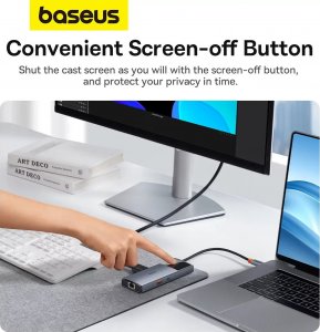 HUB USB Baseus Hub 6w1 Baseus Metal Gleam 2 Series, USB-C do 2xUSB 3.0 +USB-C + HDMI + USB-C PD + Ethernet RJ45 5