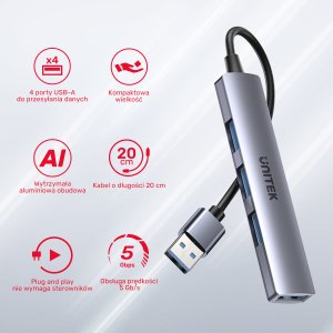 HUB USB Unitek uHUB Q4 4x USB-A 3.1 Gen1 (H1208A) 11