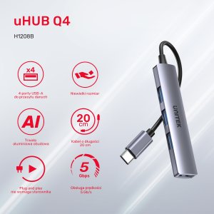 HUB USB Unitek uHUB Q4 4x USB-A 3.1 Gen1 (H1208B) 10