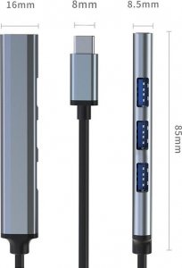 HUB USB Qoltec HUB adapter USB-C 3.1 4w1 | USB 3.0 | 3x USB 2.0 2
