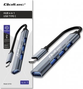HUB USB Qoltec HUB adapter USB-C 3.1 4w1 | USB 3.0 | 3x USB 2.0 3