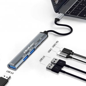 HUB USB Qoltec HUB adapter USB-C 3.1 5w1 | USB-C PD | USB-C | 2x USB 2.0 | USB 3.0 3