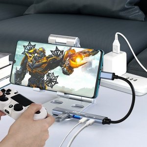 HUB USB Qoltec HUB adapter USB-C 3.1 5w1 | USB-C PD | USB-C | 2x USB 2.0 | USB 3.0 10