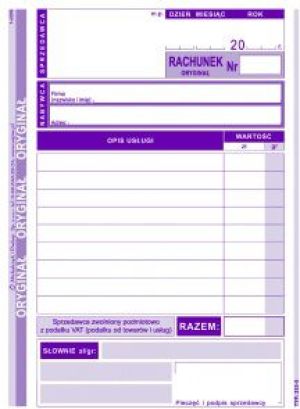 Michalczyk & Prokop Rachunek dla zwolnionych podmiotowo z VAT A6 /w pionie/ 233-5 2