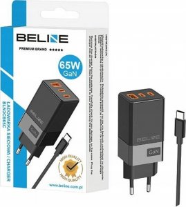 Ładowarka Beline Ładowarka sieciowa 65W GaN 2xUSB-C + USB-A +Kabel USB-C Czarna 2