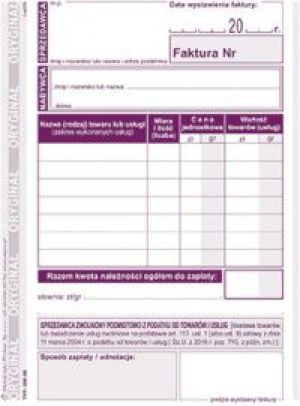 Michalczyk & Prokop Faktura dla podatnikĂłw zwolnionych podmiotowo z podatku od towarĂłw i usĹ‚ug A6 205-5E 2