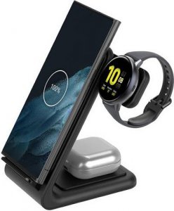 Ładowarka Crong Ładowarka bezprzewodowa 3w1 do iPhone, Samsung & Android, Galaxy Watch i słuchawek TWS 2