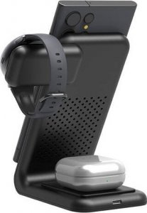 Ładowarka Crong Ładowarka bezprzewodowa 3w1 do iPhone, Samsung & Android, Galaxy Watch i słuchawek TWS 9