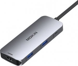 HUB USB Mokin Adapter Hub MOKiN 7w1 USB-C do 2x USB 3.0 + 2x USB-C + SD + Micro SD + HDMI (srebrny) 1