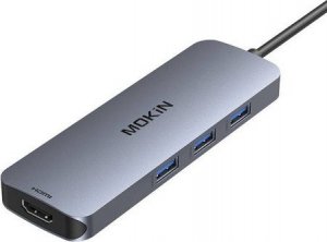 HUB USB Mokin Adapter Hub MOKiN 8w1 USB-C do 2x 4K 60Hz HDMI + USB-C + 3x USB 3.0 + SD + Micro SD (srebrny) 1