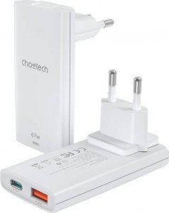 Ładowarka Choetech Mini ładowarka sieciowa podróżna Choetech PD6011 PD65W GaN slim USB-A+C (biała) 3