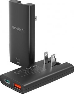Ładowarka Choetech Mini ładowarka sieciowa podróżna Choetech PD6011 PD65W GaN slim USB-A+C (czarna) 3