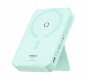 Powerbank Baseus OS-Baseus MagPro Magnetic Bracket Wireless Fast-Charging Power Bank 5000mAh 20W Peppermint Blue (with Simply Series Charging Cable Type-C to Type-C (20V/3A) 30cm White) 1