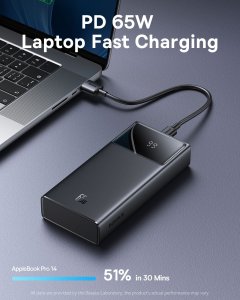 Powerbank Baseus OS-Baseus Star-Lord Digital Display Fast Charging Power Bank 20000mAh 65W Cluster Black（With Simple Series Charging Cable USB to Type-C 3A 0.3m Black） 4