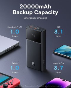 Powerbank Baseus OS-Baseus Star-Lord Digital Display Fast Charging Power Bank 20000mAh 65W Cluster Black（With Simple Series Charging Cable USB to Type-C 3A 0.3m Black） 7