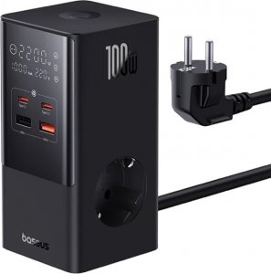 Ładowarka Baseus OS-Baseus PowerCombo Tower Power Strip 2AC+2U+2C 100W 1.5m EU Cluster Black 1