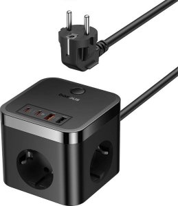 Ładowarka Baseus OS-Baseus PowerCombo Cube Power Strip 3AC+2U+2C 30W 1.5m EU Cluster Black 1