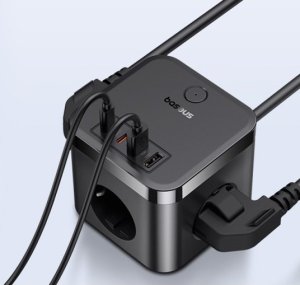 Ładowarka Baseus OS-Baseus PowerCombo Cube Power Strip 3AC+2U+2C 30W 1.5m EU Cluster Black 4
