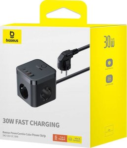 Ładowarka Baseus OS-Baseus PowerCombo Cube Power Strip 3AC+2U+2C 30W 1.5m EU Cluster Black 5