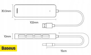 HUB USB Baseus Baseus UltraJoy Series 4-Port HUB Lite 15cm Space Grey（USBA to USB3.0*4） 4