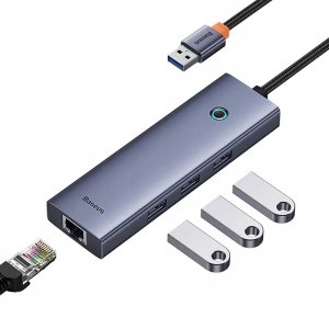 Stacja/replikator Baseus OS-Baseus UltraJoy Series 4-Port HUB Space Grey（USBA to USB3.0*3+RJ45*1） 6