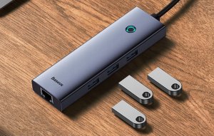 Stacja/replikator Baseus OS-Baseus UltraJoy Series 4-Port HUB Space Grey（USBA to USB3.0*3+RJ45*1） 8