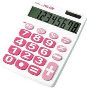Kalkulator Milan Kalkulator 8 pozycji duĹĽe klawisze biaĹ‚o-rĂłĹĽowy 1