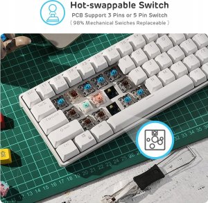 Klawiatura Royal Kludge Klawiatura mechaniczna Royal Kludge RK61 RGB, red switch (biała) 4