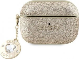Guess Guess GUAP2PGEHCDD AirPods Pro 2 cover złoty/gold Fixed Glitter Heart Diamond Charm 1