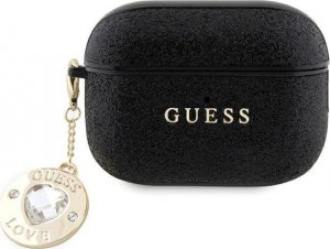 Guess Guess GUAP2PGEHCDK AirPods Pro 2 cover czarny/black Fixed Glitter Heart Diamond Charm 1