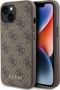 Guess Guess GUHCP15SG4GFBR iPhone 15 6.1" brązowy/brown hard case 4G Metal Gold Logo 1