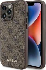 Guess Guess GUHCP15XG4GFBR iPhone 15 Pro Max 6.7" brązowy/brown hard case 4G Metal Gold Logo 1