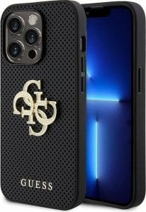 Guess Guess GUHCP15LPSP4LGK iPhone 15 Pro 6.1" czarny/black hardcase Leather Perforated 4G Glitter Logo 1