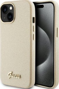 Guess Guess GUHCP15SPGMCSD iPhone 15 6.1" złoty/light gold hardcase Glitter Glossy Script 1