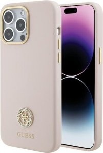 Guess Guess GUHCP15XM4DGPP iPhone 15 Pro Max 6.7" różowy/pink hardcase Silicone Logo Strass 4G 1