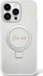 Guess Guess GUHMP15MHRSGSD iPhone 15 Plus 6.7" przezroczysty/transparent hardcase Ring Stand Script Glitter MagSafe 1