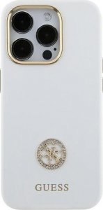 Guess Guess GUHCP15SM4DGPH iPhone 15 6.1" biały/white hardcase Silicone Logo Strass 4G 1