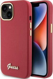 Guess Guess GUHCP15SSMBSLM iPhone 15 6.1" magenta hardcase Silicone Script Metal Logo & Frame 1