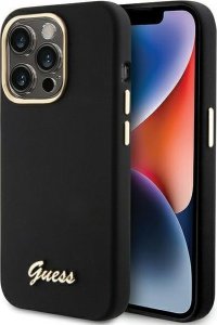 Guess Guess GUHCP15XSMBSLK iPhone 15 Pro Max 6.7" czarny/black hardcase Silicone Script Metal Logo & Frame 1