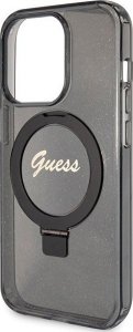 Guess Guess GUHMP15LHRSGSK iPhone 15 Pro 6.1" czarny/black hardcase Ring Stand Script Glitter MagSafe 6