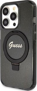 Guess Guess GUHMP15XHRSGSK iPhone 15 Pro Max 6.7" czarny/black hardcase Ring Stand Script Glitter MagSafe 2