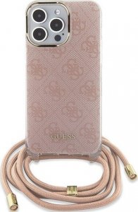 Guess Guess GUHCP15LHC4SEP iPhone 15 Pro 6.1" różowy/pink hardcase Crossbody Cord 4G Print 2